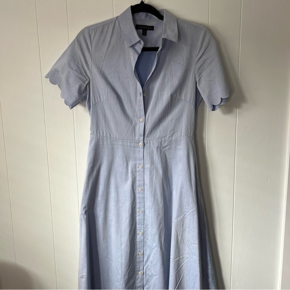 Banana Republic Dresses & Skirts - BANANA REPUBLIC Denim Blue Crisp Scalloped Hem Midi Dress